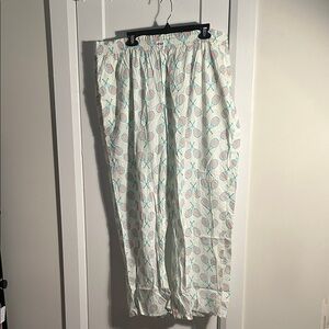 Aerie Cream Pajama Pants with Teal and Pink Tennis Print